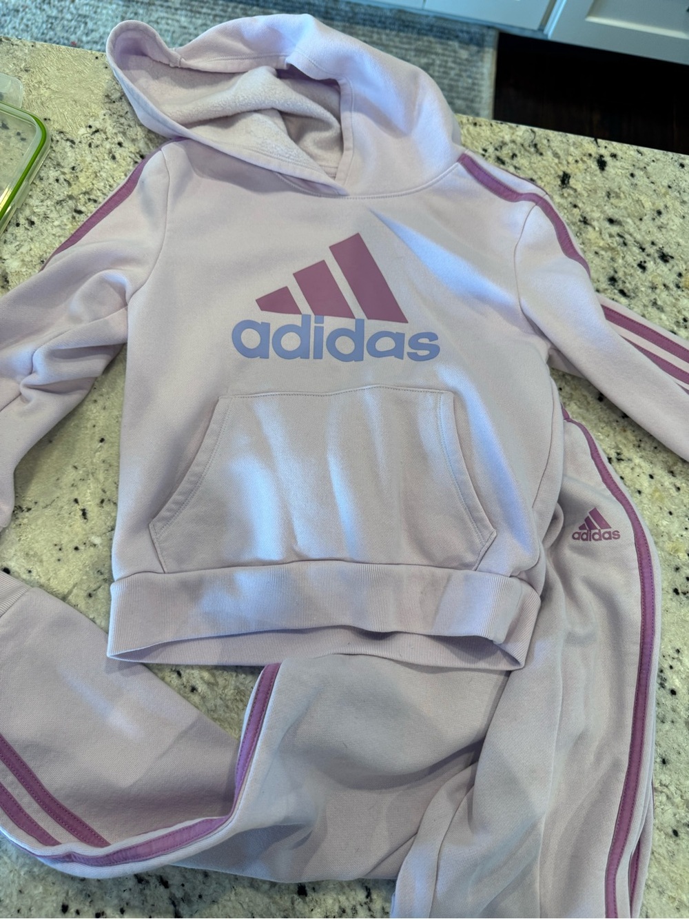 adidas Girls' Light Lavender Logo Hoodie and pants set